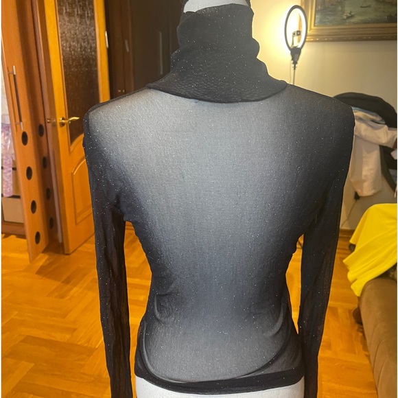 La petite Francaise Women’s sheer top turtleneck lurex sparkly Sz S/M - Picture 16 of 16